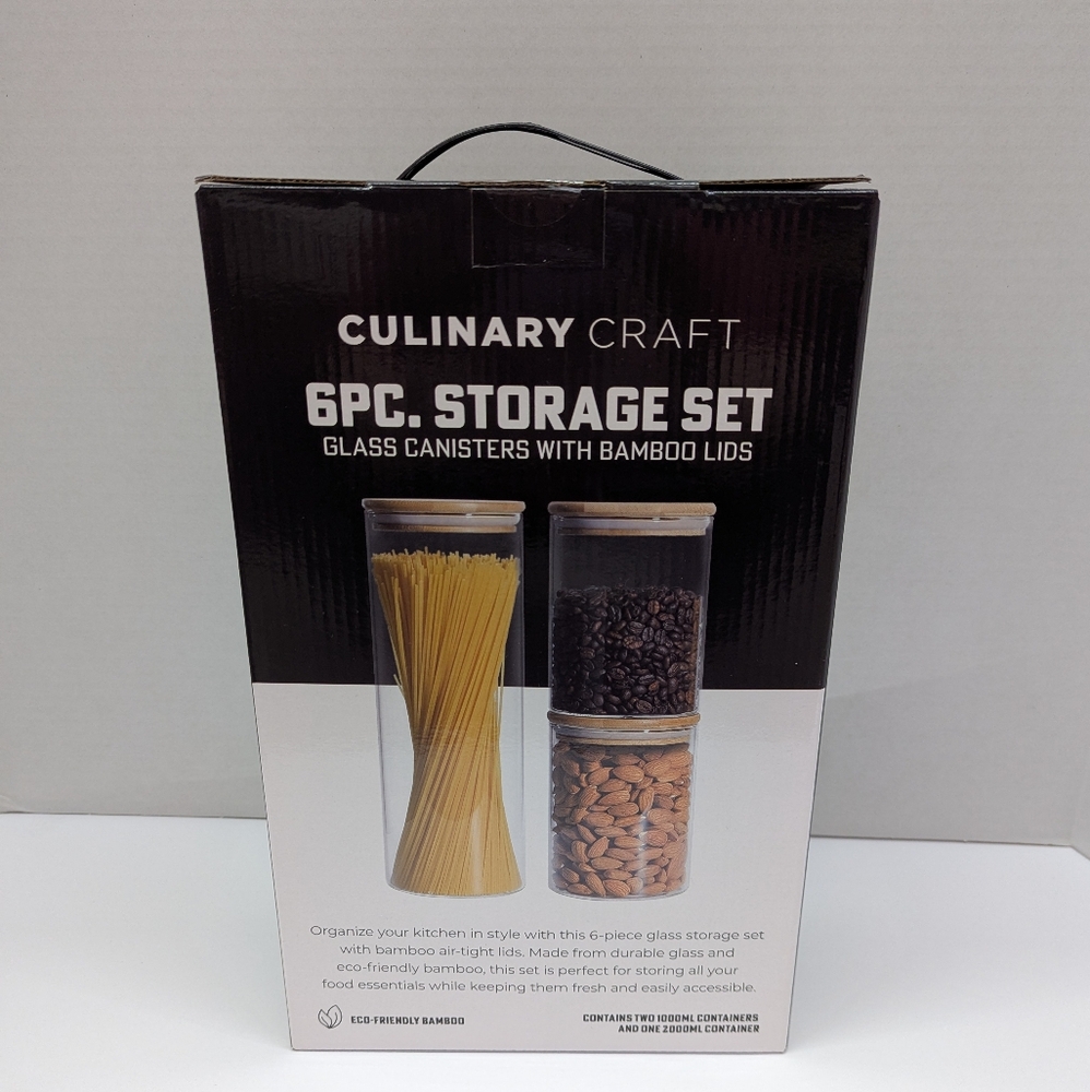 Culinary Craft Glass Storage Set with Bamboo Lids (Never Used)
